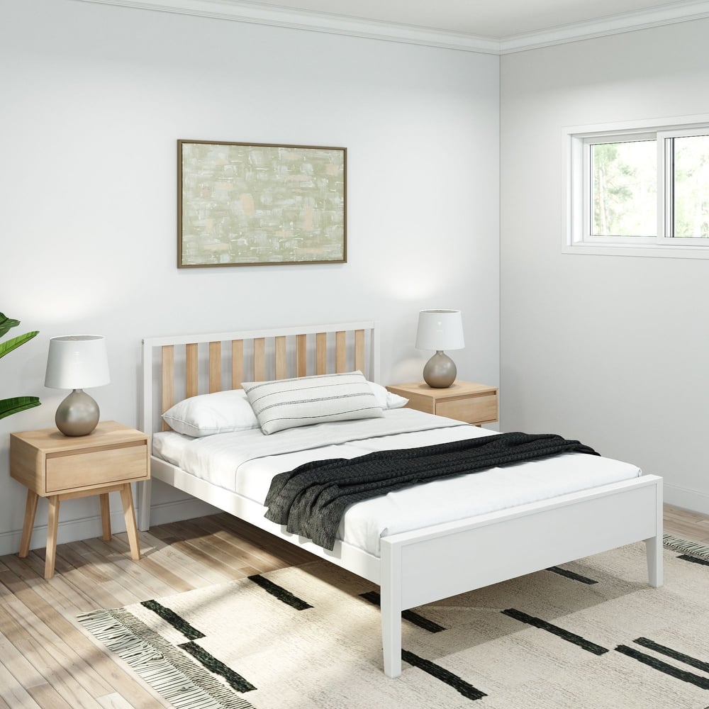 Plank and Beam Modern Full-Size Bed with Slatted Headboard
