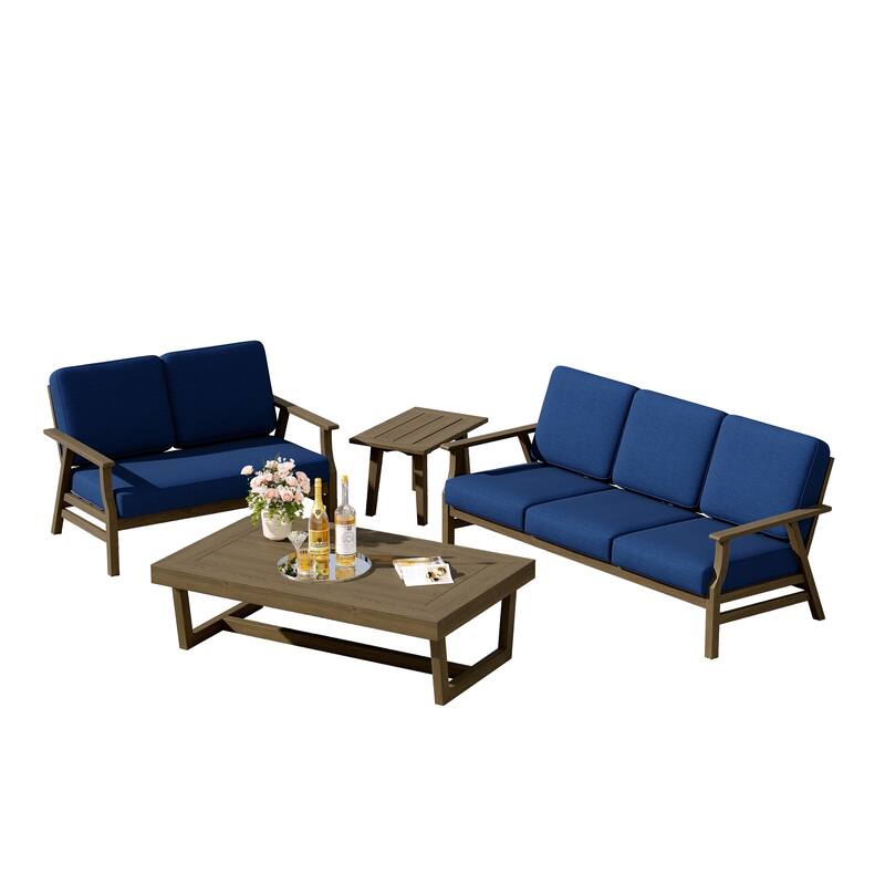 Arthur 4-Piece Teak Wood Patio Conversation Set