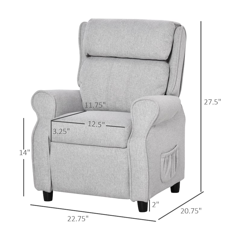 Light Grey Kids Recliner Sofa Chair with Footrest and 120 Degree Reclining Soft Sponge Cushion - 22.75"W x 20.75"D x 27.5"H