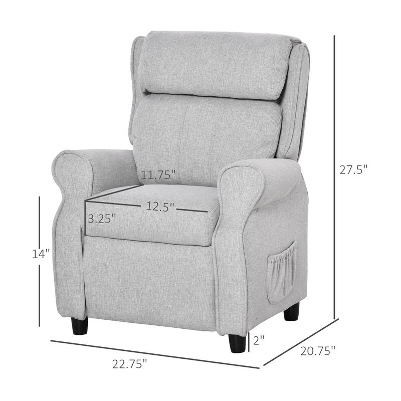 Qaba Kids Recliner Chair Children Sofa Angle Adjustable Single Lounger Kids Armchair Gaming Chair with Footrest for Ages 3-8