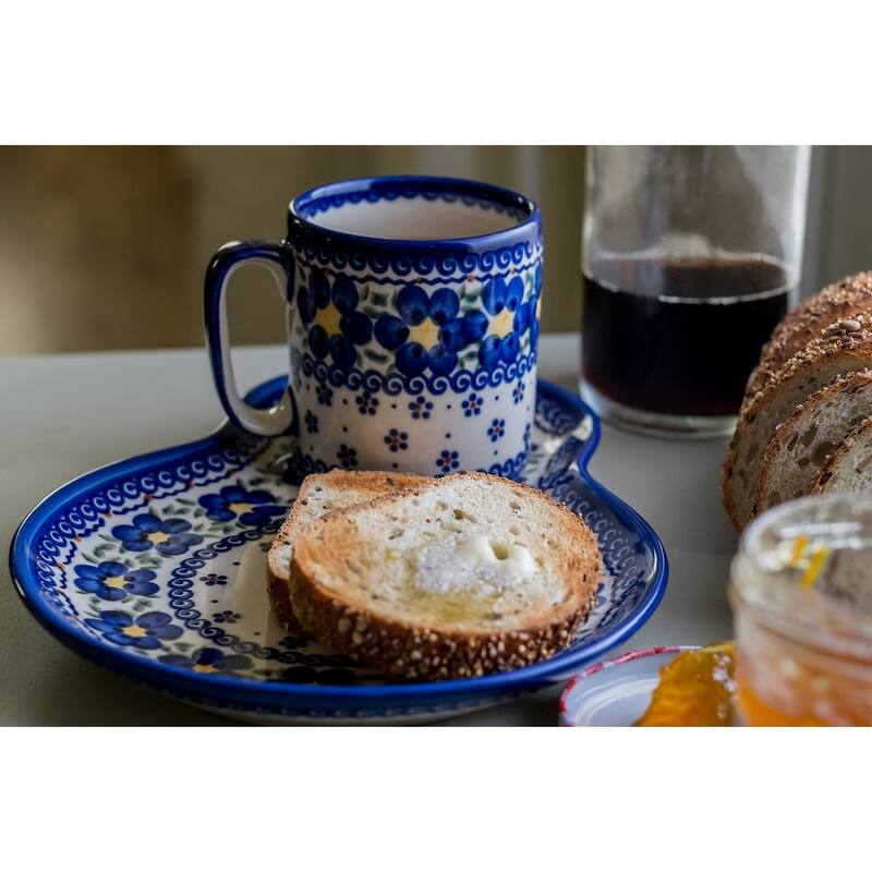Blue Rose Polish Pottery 209-55 Vena Breakfast Plate & Mug