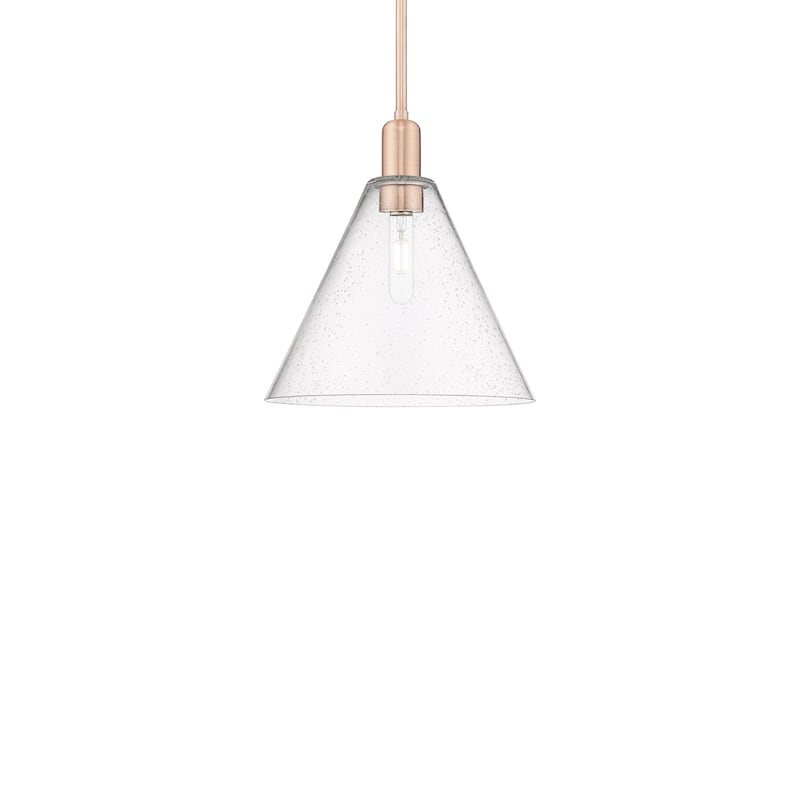 Innovations Lighting 716-1S-14-12 Berkshire Glass Pendant Berkshire - Antique Copper / Seedy
