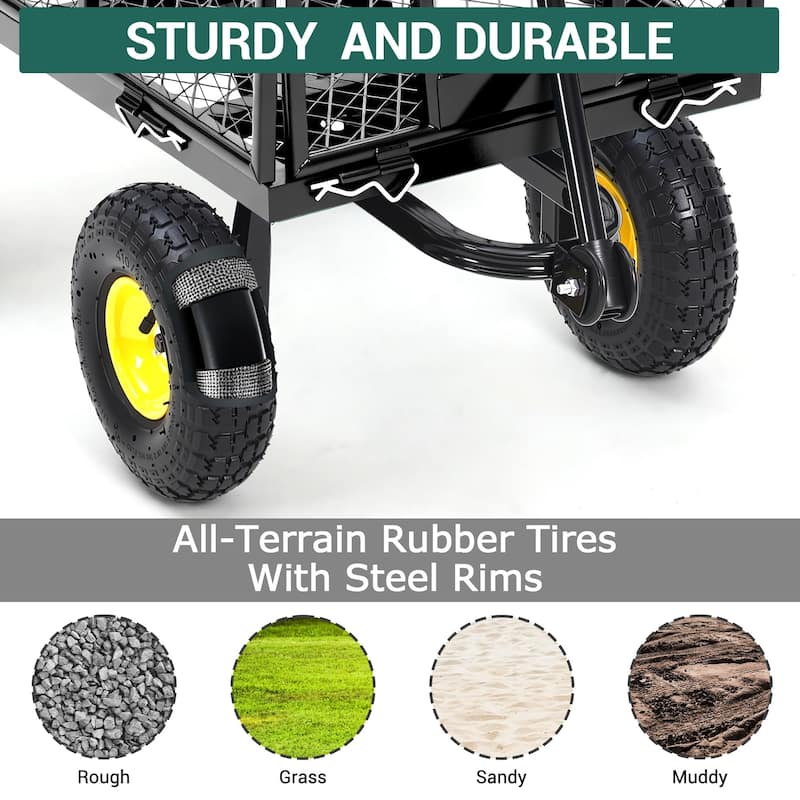 Heavy Duty Steel Utility Garden Wagon Cart with Removable Sides