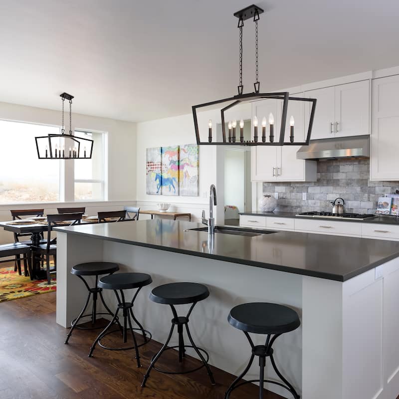 Tarake Modern Farmhouse Island Chandelier 8-light/ 1-light Black Candle Adjustable Lights