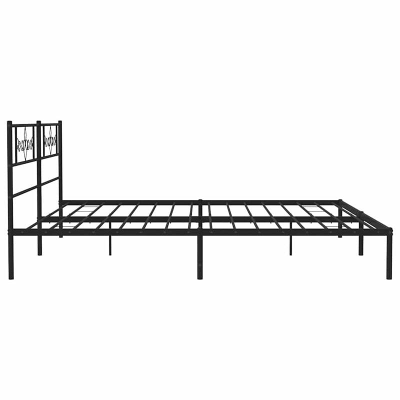 vidaXL 12 Inches Black King Size Metal Bed Frame No Mattress - 81.5" x 78" x 35.4"