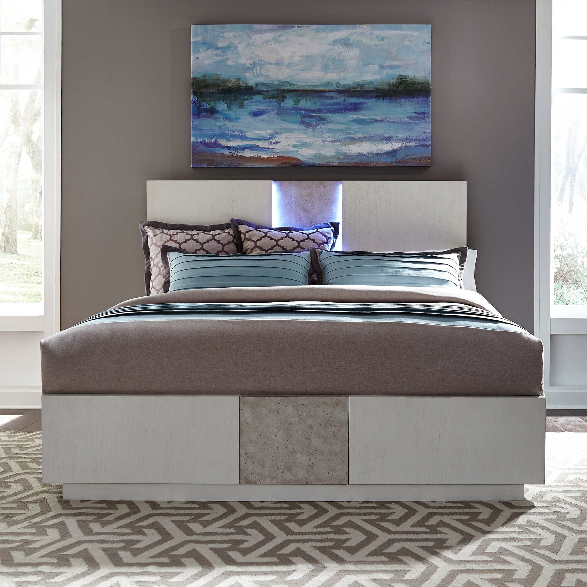 Mirage Wirebrushed White King Panel Bed