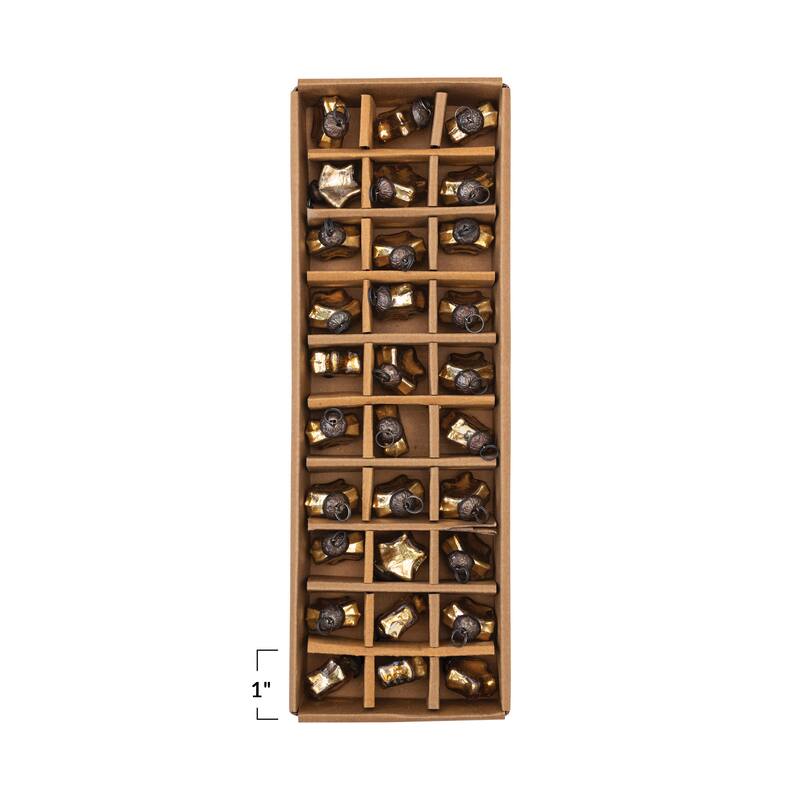 Glass Star Ornaments in Kraft Box, Set of 30 - 15.0"L x 5.0"W x 1.5"H