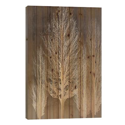 Trees On Brown Panel II Print On Wood by Kate Bennett - Multi-Color