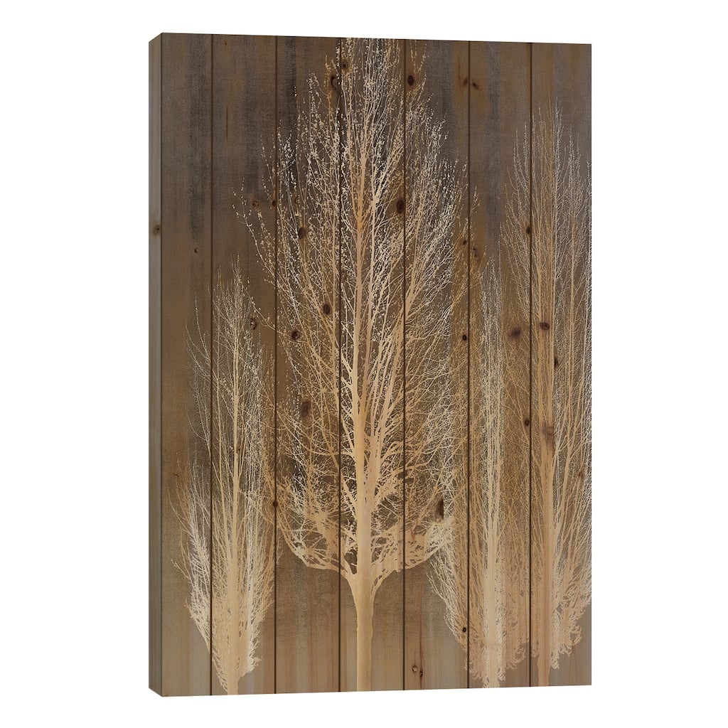 Trees On Brown Panel II Print On Wood by Kate Bennett - Multi-Color