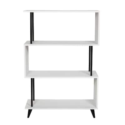 Breuer White S-Shaped 4-Tier Modern Floating Bookcase