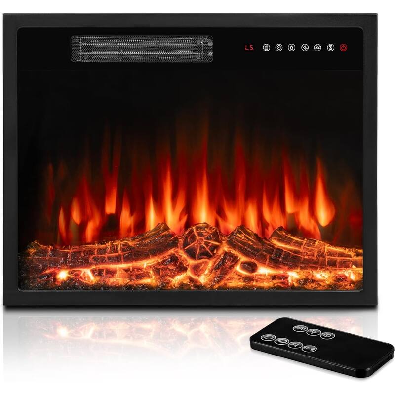 BOSSIN 18 inches Electric Fireplace Heater, 750/1500W Electric Fireplace Insert with Overheating Protection
