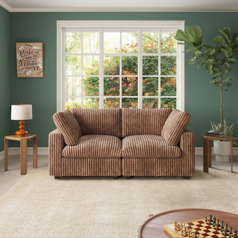 78.74" Soft Plush Modular Sectional Loveseat Sofa Upholstered Couch