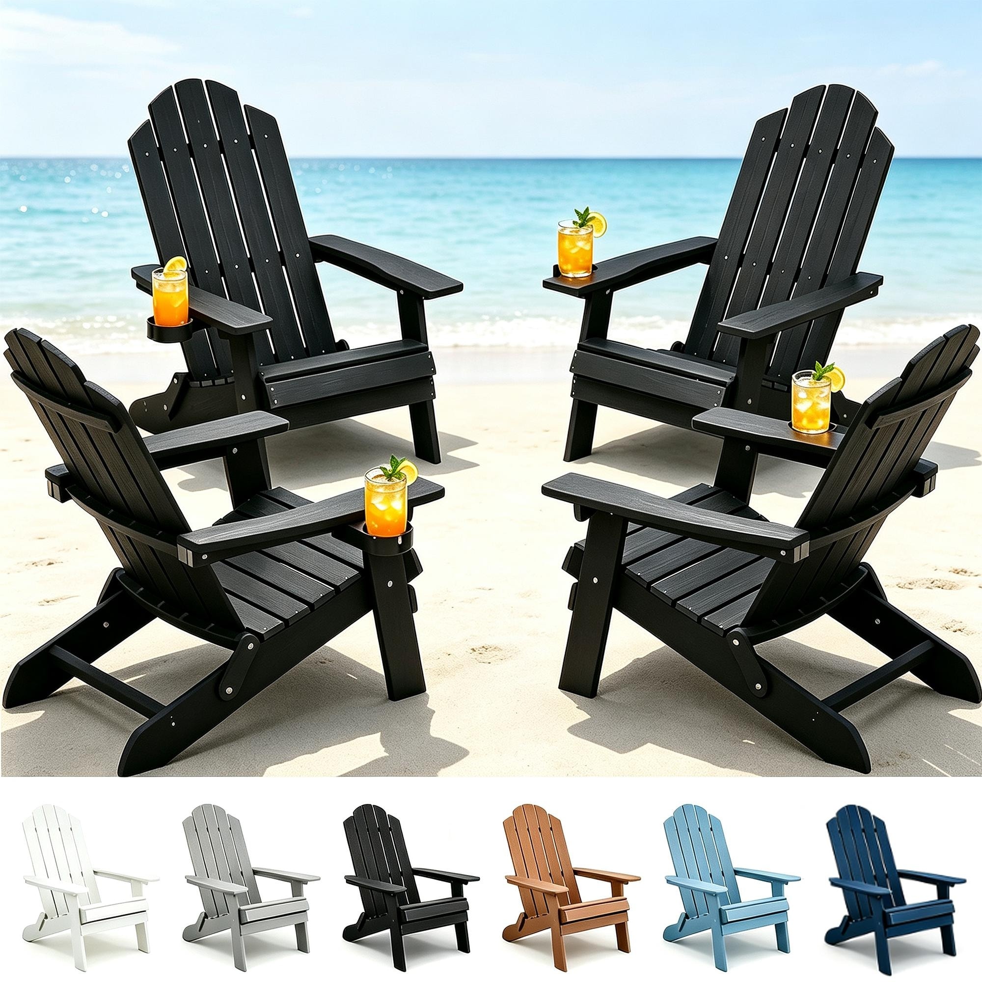WINSOON All Weather HIPS Outdoor Folding Adirondack Chairs with