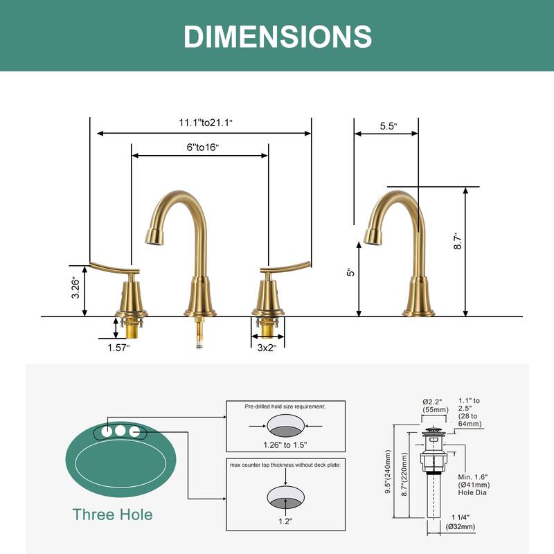 WOWOW 8 in. Widespread Double Handle Bathroom Sink Faucet