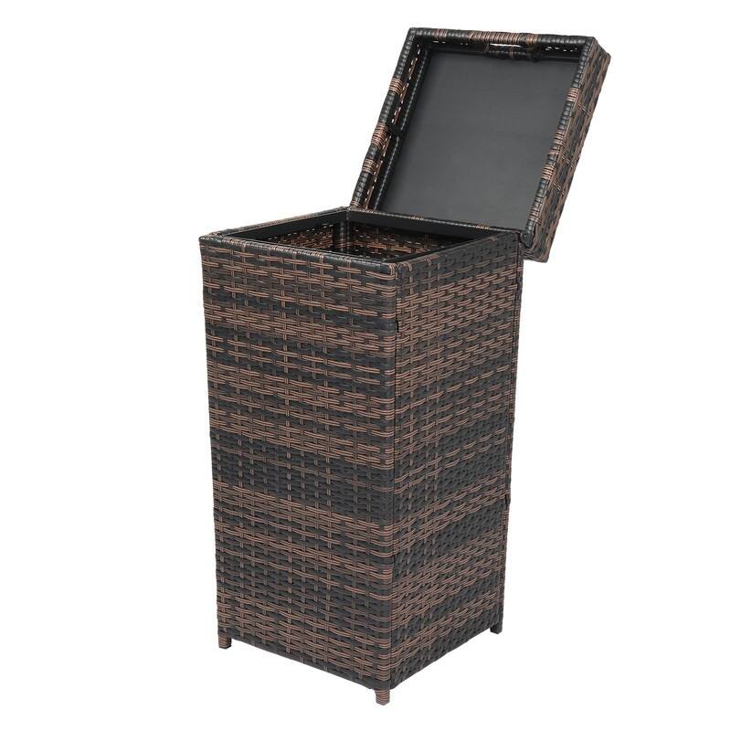 Patio Weather Resistant Wicker Trash Bin - Brown