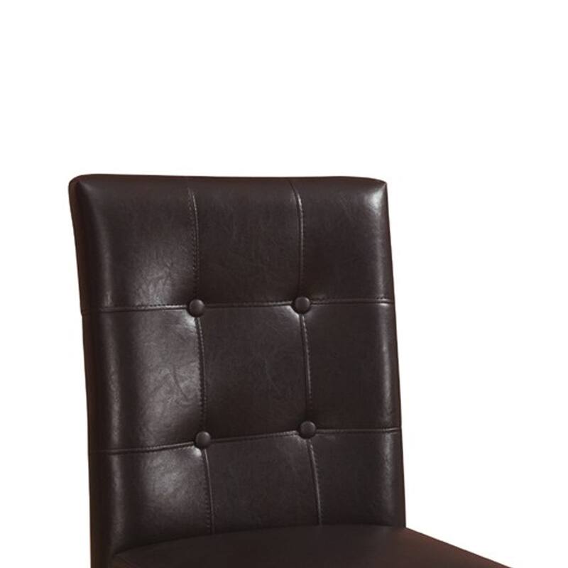 Brown Faux Leather Wooden Bar Chairs Set of 2 with Tufted High Back - 40 H x 18 W x 22 L