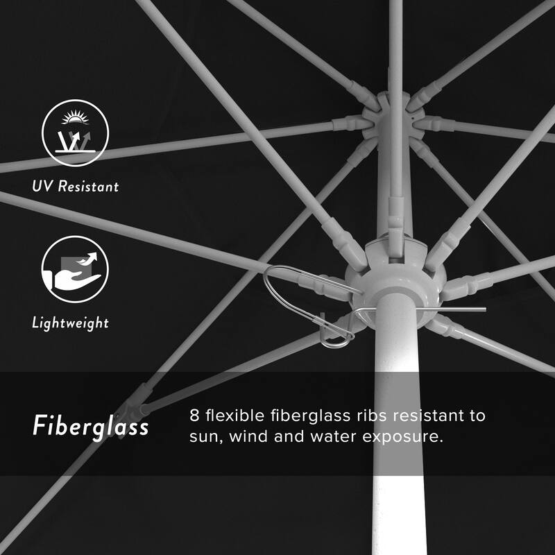 California Umbrella 75' Venture Series Patio Umbrella, White Aluminum Pole Fiberglass Ribs Push Lift Sunbrella