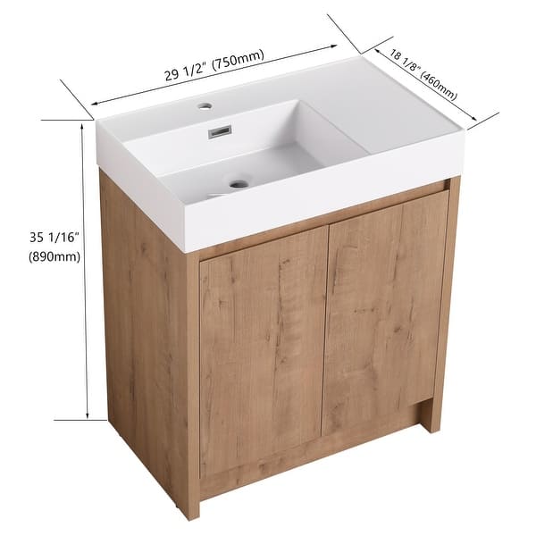 dimension image slide 1 of 8, ARTCHIRLY 24/30 Inch Bathroom Vanity with Sink, Freestanding Bathroom Vanity with Soft Close Door and Adjustable Shelf