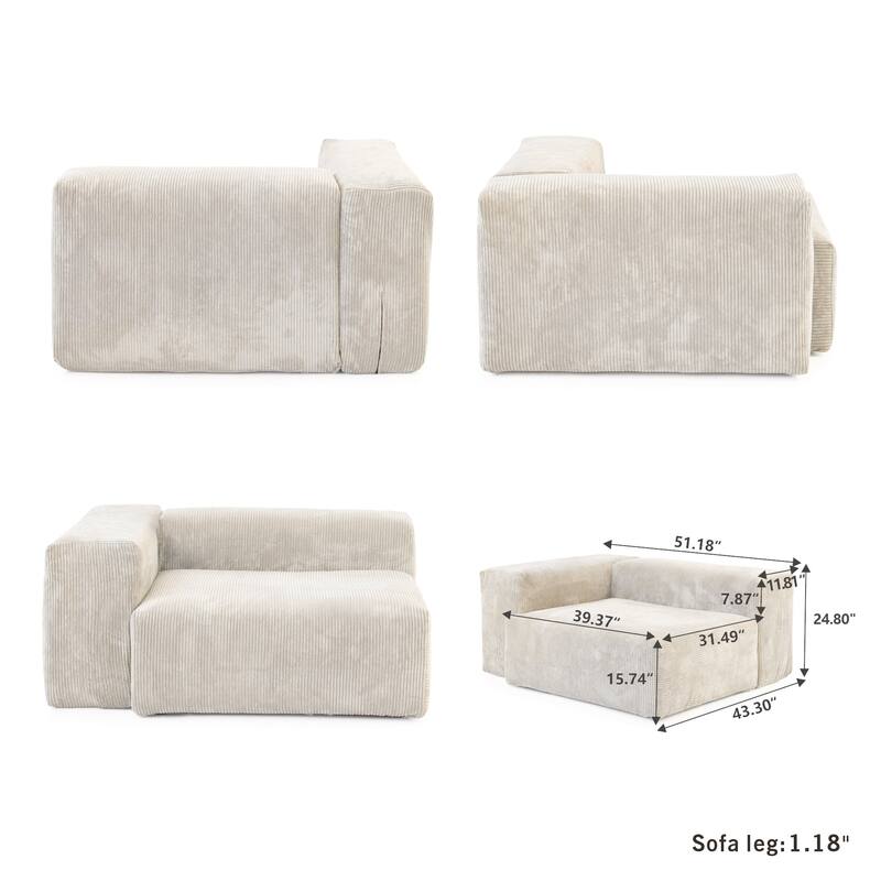 181" Corduroy Modular Sofa