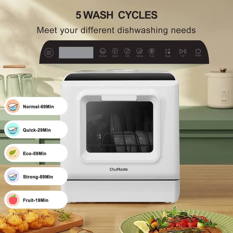 JEREMY CASS 16.5 in Portable Countertop Dishwasher with 5 Washing Programs and 5L Water Tank
