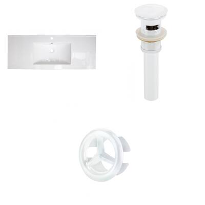 39.75-in. W 1 Hole Ceramic Top Set In White Color - Overflow Drain Incl.