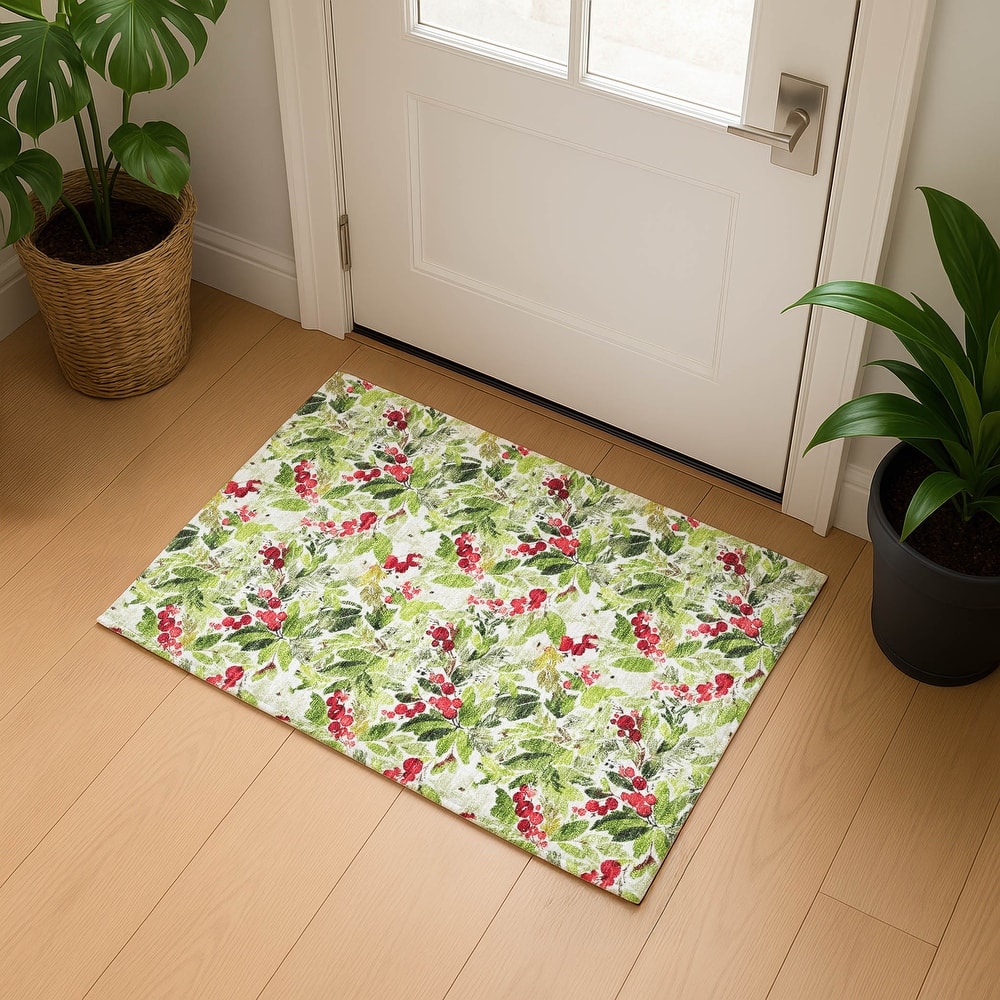Premium Washable Super Soft Christmas Holly Mayfield Rug
