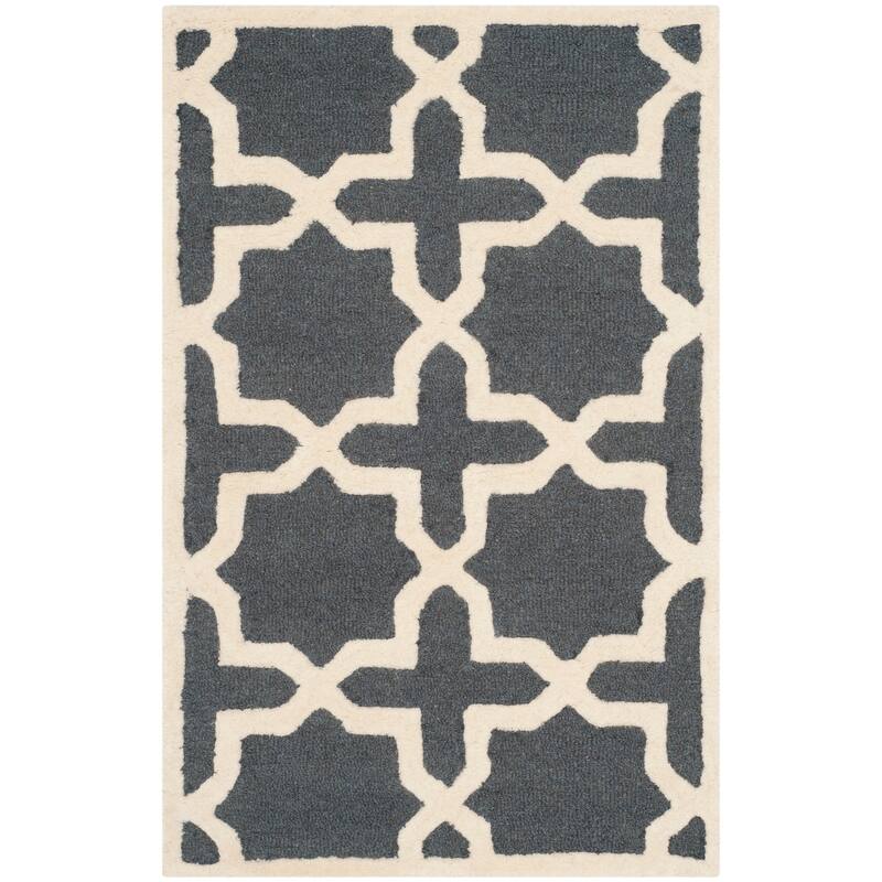 SAFAVIEH Handmade Cambridge Remedios Geometric Wool Rug - 2' x 3' - Dark Grey/Ivory