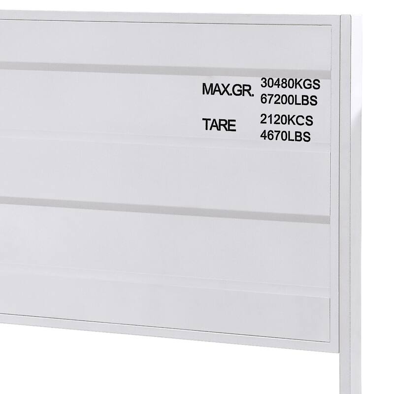 Modern Industrial White Twin Platform Bed with Metal Frame and Container-Inspired Design