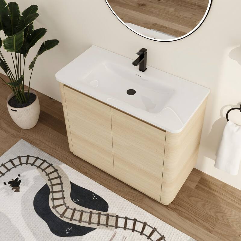 Malwee 36"/40" FreeStanding Bathroom Vanity with Sink, Floor Stand Bathroom Vanity with Soft Close Door and Adjustable Shelf