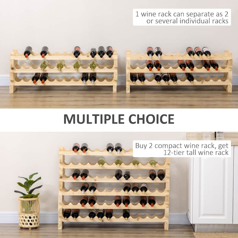 Stackable Wine Rack, Modular Storage Shelves, 72-Bottle Holder, Freestanding Display Rack