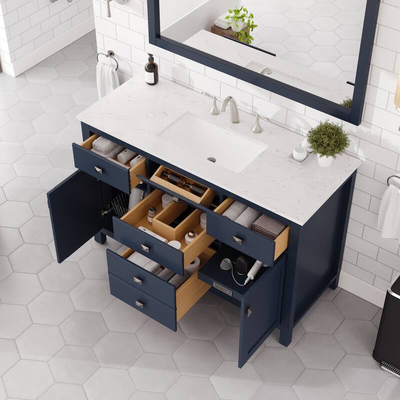 Eviva Artemis Bathroom Vanity with White Engineered Stone Countertop and Undermount Porcelain Sink