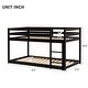 preview thumbnail 5 of 3, Espresso Twin Over Twin Pine Low Bunk Bed with Guardrails and Ladder