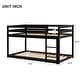 preview thumbnail 8 of 18, Twin over Twin Floor Bunk Bed with Ladder & Guardrails, Wood Bedframe