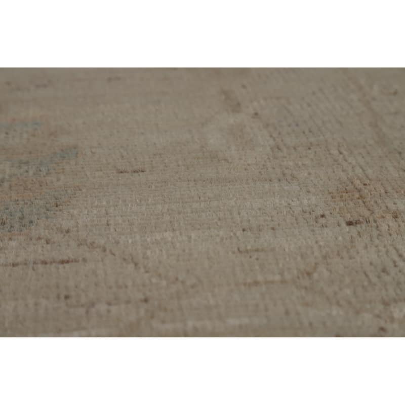 Beige Oushak Turkish Area Rug Handmade Vegetable Dye Wool Carpet - 8'2" x 10'2"