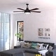 preview thumbnail 6 of 9, Walton 52 in. Gold Stone Ceiling Fan, Reversible Dark Bronze-Mocha Blades, Dimmable LED Light Kit and Remote, White Glass Shade