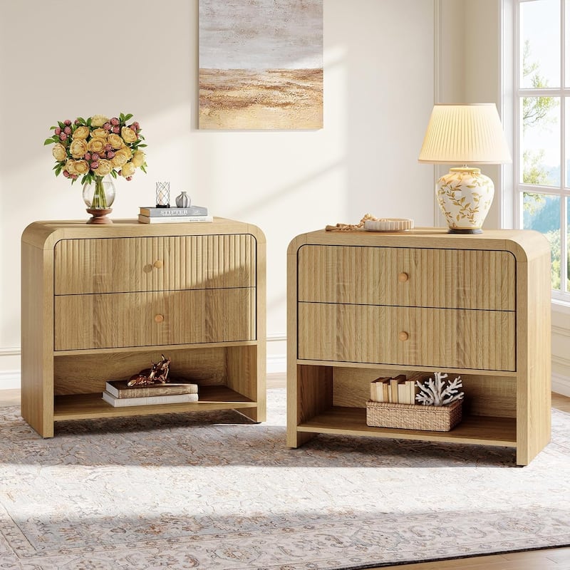 31.5 Inches Oversized Nightstand with 2 Drawers - 4-drawer