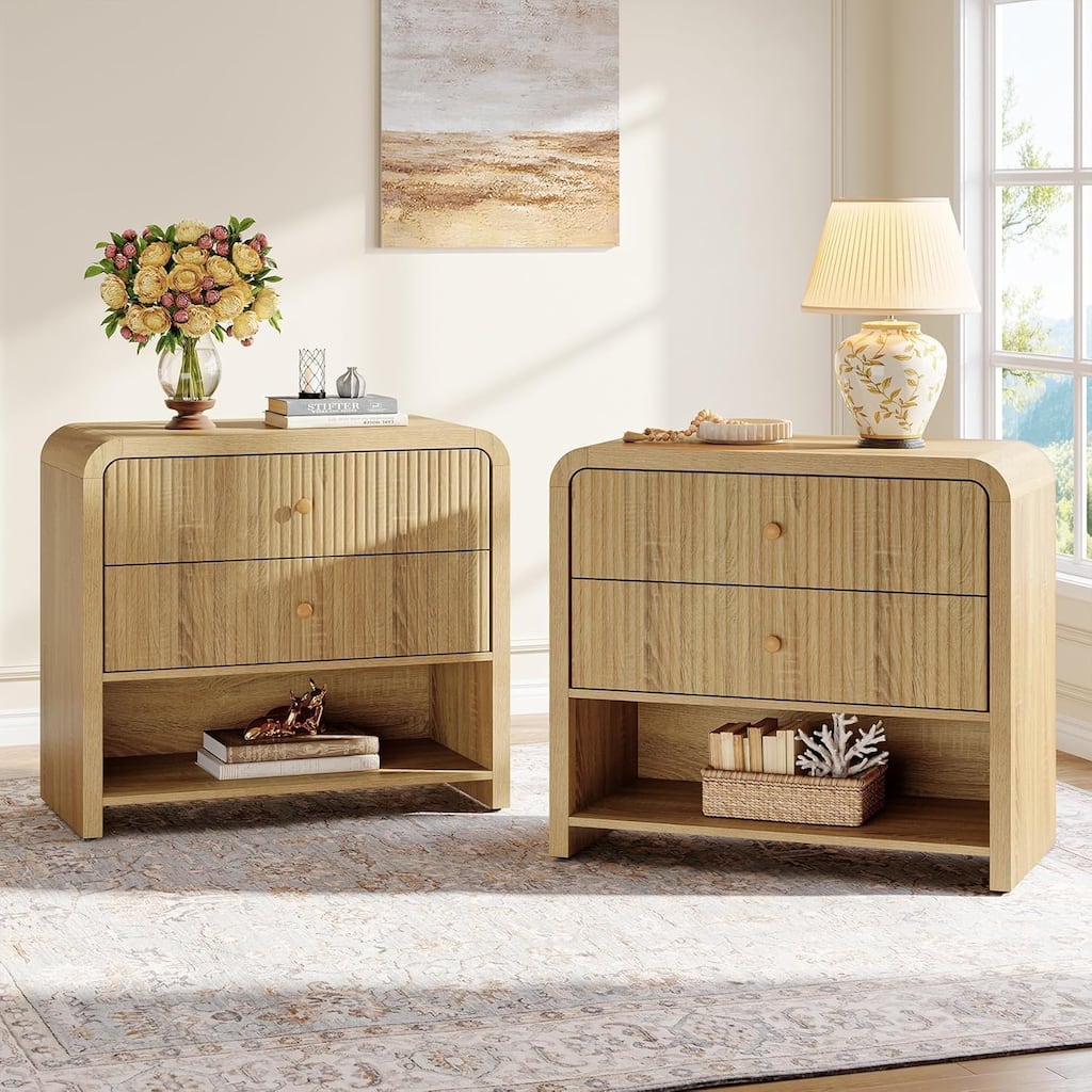 31.5 Inches Oversized Nightstand with 2 Drawers