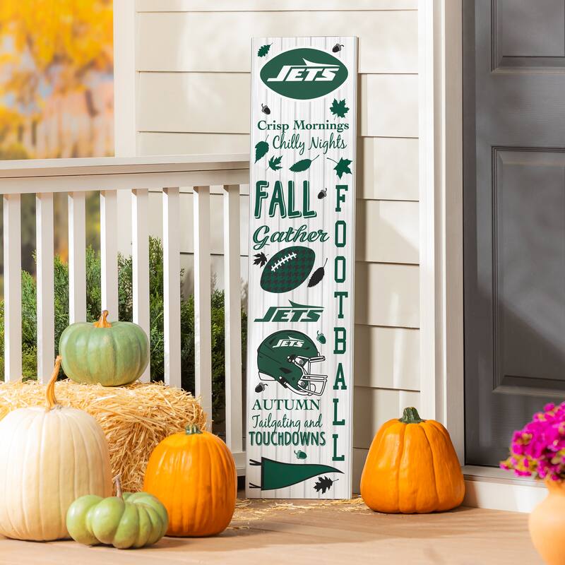 47" Double Sided Seasonal Porch Leaner, New York Jets - 47" x 11.25" - Fall