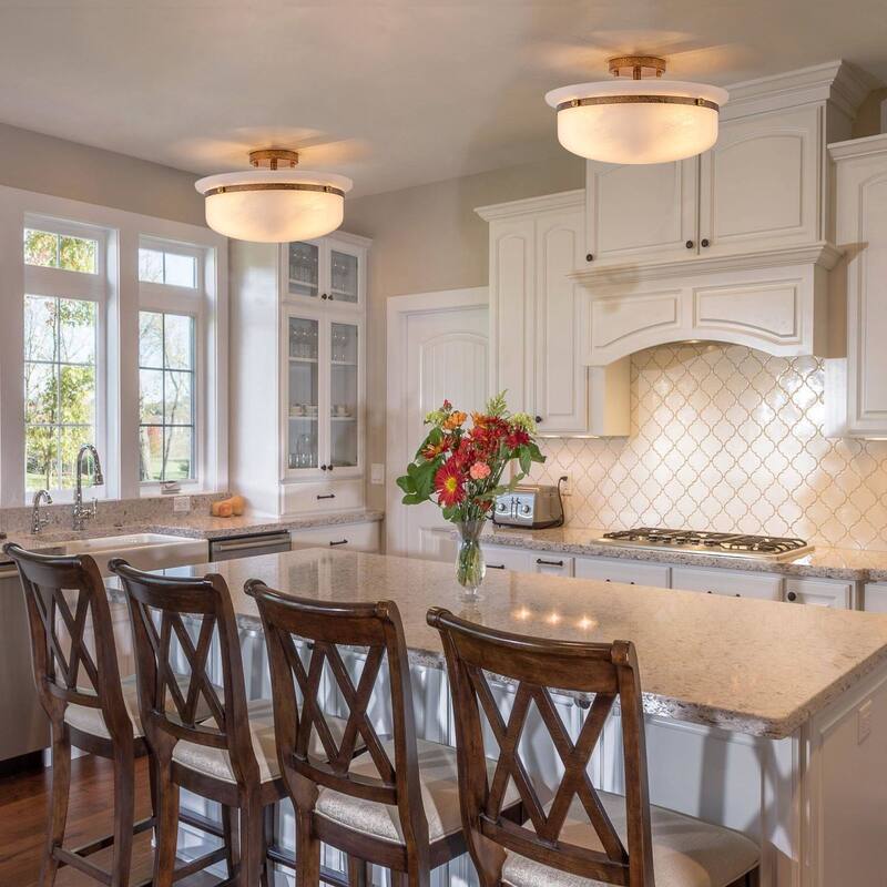 15'' W 3-Light Frosted Opal Glass Semi Flush Mount