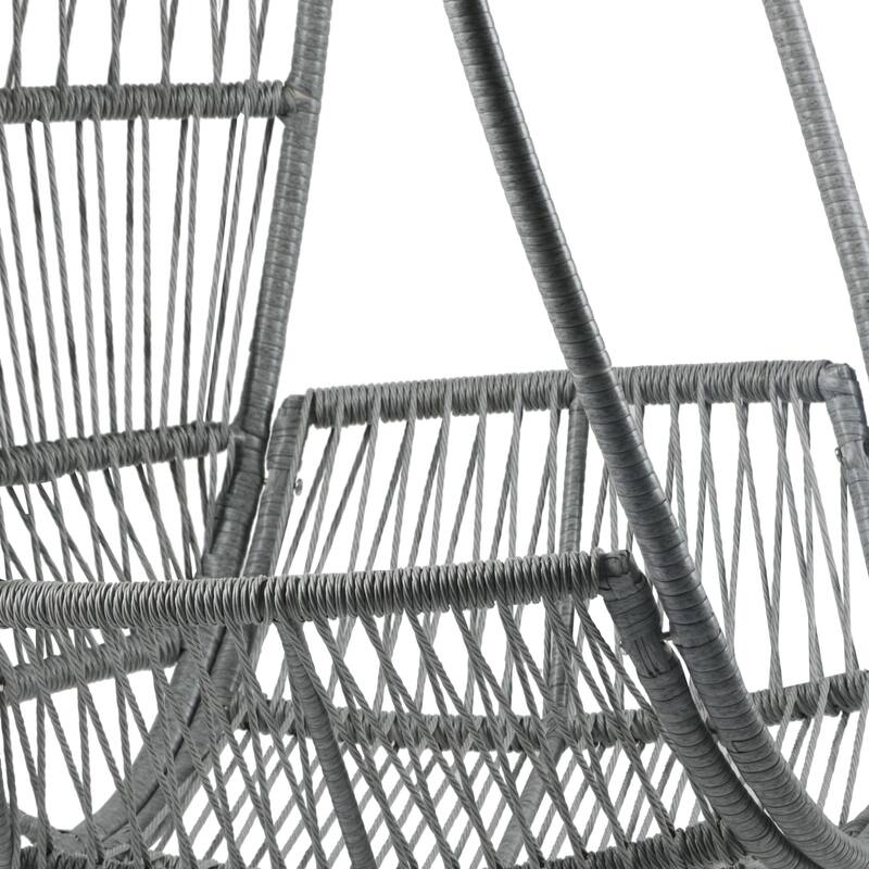 Anmytek Outdoor Patio Furniture Light Gray Wicker 360 Swivel Lounge Chair Iron Frame Waterproof Polyester Cushions