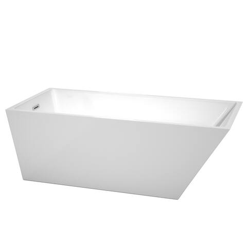 Wyndham Collection Hannah 67-inch White Freestanding Soaking Bathtub