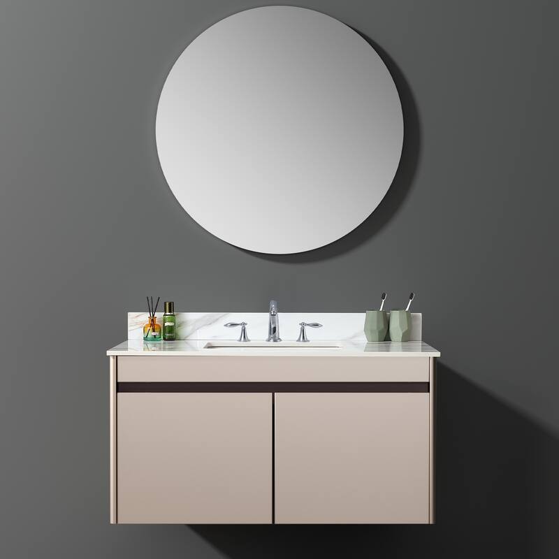 31 Inch Marble Vanity Top,Bathroom Vanity Top with Undermount Rectangular Middle Sink and 4 Inch Height Backsplash