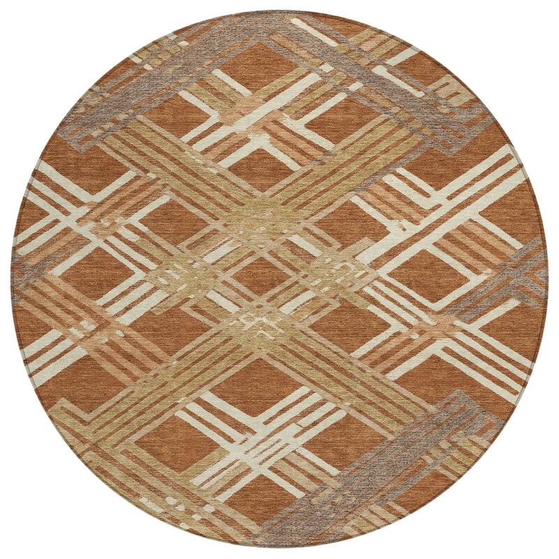 Machine Washable Indoor/ Outdoor Modern Trellis Chantille Rug