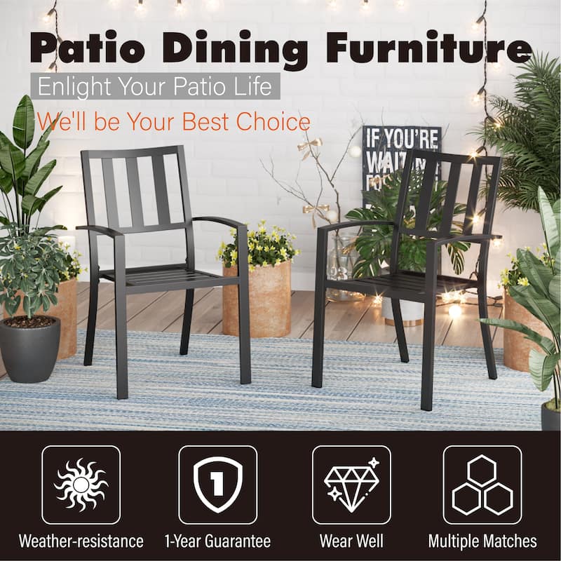 MAISON ARTS Patio Bistro Set 3 Piece Stackable Chairs