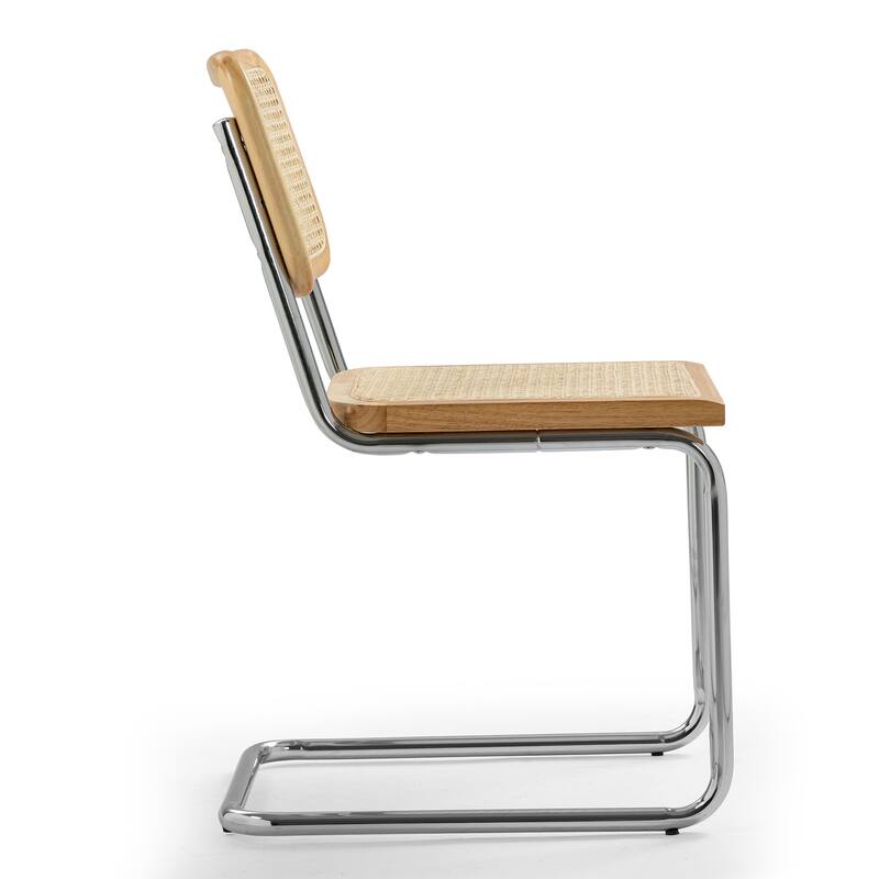 Set of 2 Barnaby Natural Wooden Dining Chair with Chrome Legs