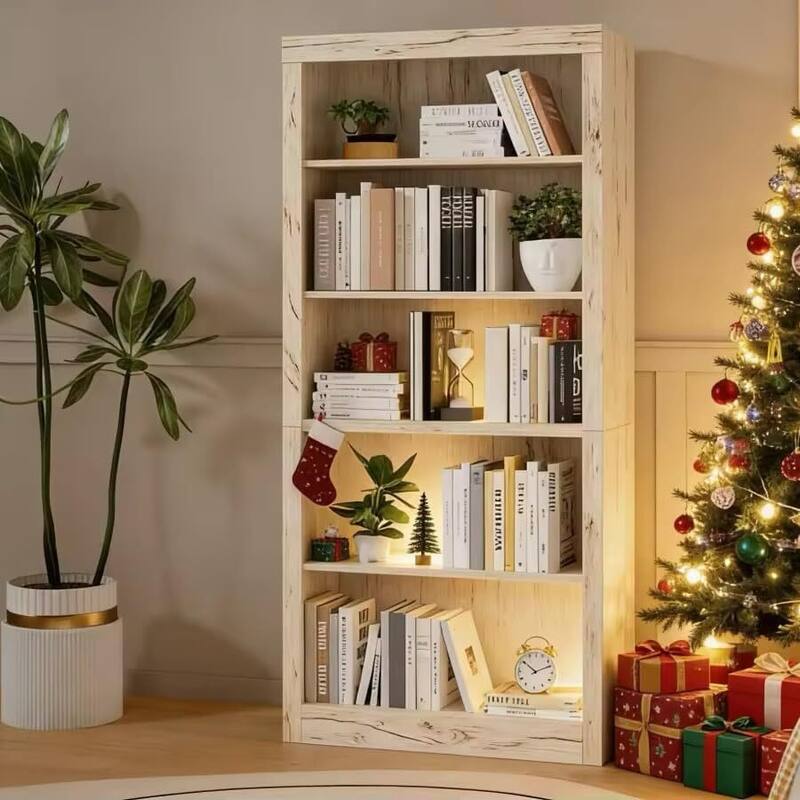 71 in 5 Tiers Tall Bookcase, Floor Standing Display Shelves for Bedroom - N/A