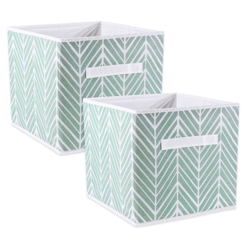 DII Nonwoven Polyester Cube Herringbone - Small - Set of 2 - Mint