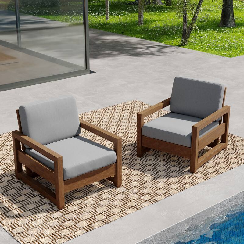 Patio Teak Wood Outdoor Arm Chair with Cushion