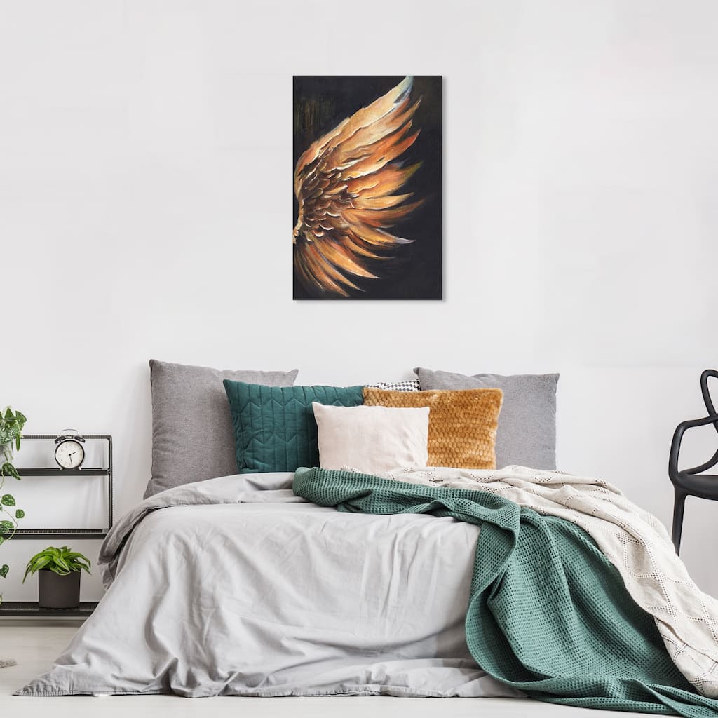 Wynwood Studio Canvas Fashion and Glam Ancient Wings II Brown and Traditional Wall Art Canvas Print