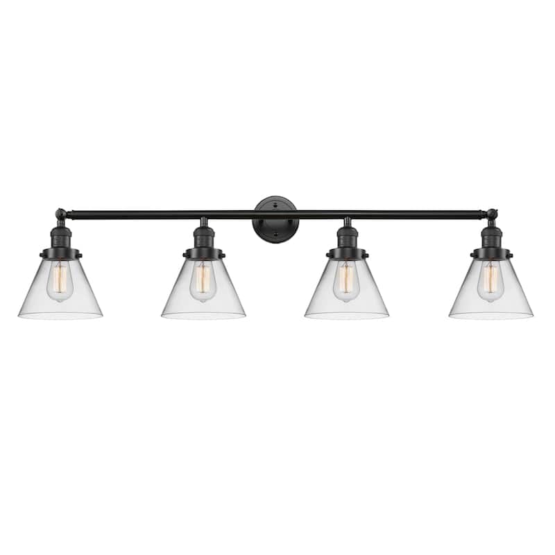 Innovations Lighting Large Cone 4 Light 44" Wide Bathroom Vanity Light - Oil Rubbed Bronze / Clear